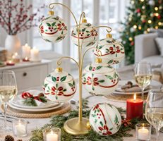 julepynt glas kugler med blomstermotiv